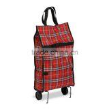 Fold-Up Fabric Rolling Bag Cart With Handles
