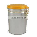 Round Coffee Tin Can With Plastic Lids thumbnail-1