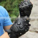 Half Finger Tactical Leather Knit Gloves Black Style thumbnail-1