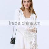 Casual Wrap Crochet Flare Sleeves White Colour Playsuit thumbnail-2