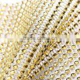 Bling Bling Gold Color Or Various Colors Plastic Rhinestone Mesh Trimming Custom Cut For Decoration Vase Clothing Shoes thumbnail-3
