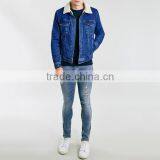 Blue Washed Men Winter Jacket With Fur Collar Windbreak Wholesale thumbnail-3