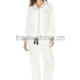 White Plain Button up Satin Pajamas