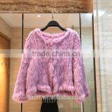 Luxury Knitted Rabbit Fur Coat Women Genuine Rabbit Fur Jacket Fur Waistcoat Colorful thumbnail-2