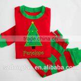 Christmas Pajamas Red and Green Stripe Unique Boy or Girl Names Monogram Personalized Set thumbnail-1