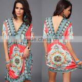 Walson Newest fashion milk silk sexy V-neck dress skirt big yards beach holiday dress