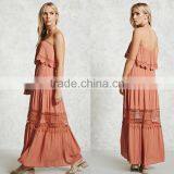 New Style Custom Hollow Summer Lace Tube Casual Sexy One Shoulder Long Women Clothing Dress thumbnail-1