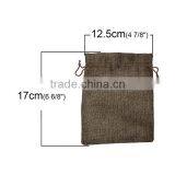 Burlap Jewelry Bags Drawstring Rectangle Coffee 17cm x 12.5cm thumbnail-2