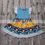 Polka Dots Flutter Sleeve Patchwork Baby Girl Dresses Summer New Design Kids Dress thumbnail-2
