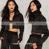 Wholesale Woman Coats and Jackets, Women High Neck Black Track Jacket thumbnail-1