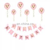 Happy birthday decoration kit pink rose and gold banner kit latex balloon kit