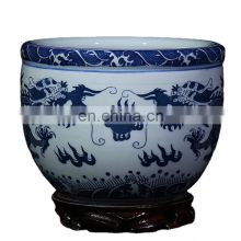 Small Attractive Jingdezhen White And Blue Ceramic Dragon Fish Tank