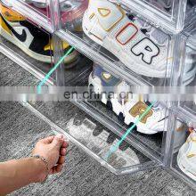 Clear Transparent Wholesale Shoe Box uk Stackable Jordan Nike Acrylic Shoe Box Magnetic With Custom Logo Front Plastic Shoe Box thumbnail-4