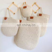 Hot Sale Small Medium Large Pastel Decor Crochet Hanging Bag, Hanging Cotton Basket Vietnam Supplier Cheap Wholesale thumbnail-4