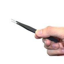 Steel Carbon Tweezers Anti-static Black Thin Pointed Curved Mouth Household Home Repair Nail Pick 10#tweezers thumbnail-3