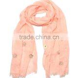 2015 Autumn Winter Newest Small Flower Applique Pearl Beads Fixed Soft Cotton Baby Girl Scarf thumbnail-3