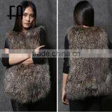 Factory Wholesale Fashion Two Tone Real Lamb Fur Vest thumbnail-3
