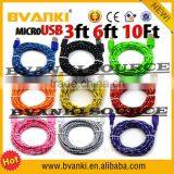 For Android Round 1M 2M 3M Braided Micro USB Data Charger Cable thumbnail-1