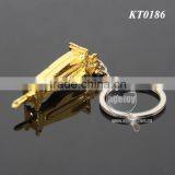 3D Mini Pile Hammer Shaped Three-dimensional Drop Hammer Gold Color Alloy Metal Pile Driver Keyring