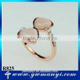 Accept Custom Rhinestone Heart-shaped Telesthesia Plated Rose Gold Ring R825 thumbnail-1