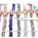 Luxury Womens Bracelet Wrist Watch Crystal Diamond Band Knitted Wrap Dial Quartz thumbnail-5