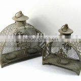 S/2 Semi-circular Engraved Metal Wire Candle Holder