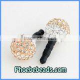 Wholesale Newest Two Tone Pave Crystal Earphone Jack Plug Iphone Dustproof Ear Cap Dust Stopper For Mobile Phone MDP-P1212