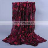 Women Popular Scarf Flower Leaf Pattern Voile Scarves 180*90 Pashmina thumbnail-4