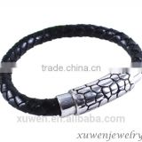 factory customized stainless steel double wrap leather bracelet
