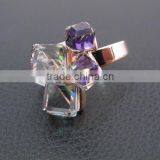 Korean Magic Cubic Zircon Exaggerated Gold Plated Luxury Ring Jewelry For Lady thumbnail-5