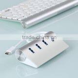 Auminum Alloy 4 Port Type c USB 3.1 Superspeed Hub 5 Gbps Plug & Play for Windows, Linux, Mac OS thumbnail-3