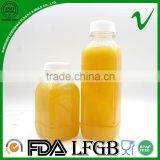 8oz & 16oz Empty Square Fruit Juice Plastic Bottles With Tamper Proof Lid