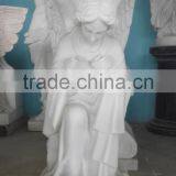 White Marble Carved Pray Angel Tombstone thumbnail-2