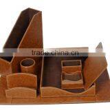 Faux Leather Multi Compartment Office Organizing Desk Set Brown thumbnail-1