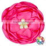 Pink Pearl Rhinestone Center Handmade Satin Ribbon Fabric Flower thumbnail-2