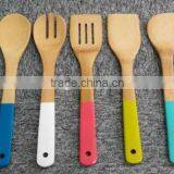 2017 Good Selling Bamboo Cookware Set With Colorful Handle