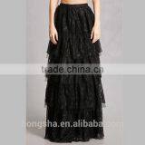 Latest Long Skirt Designs Fashion 2017 Tiered Floral Lace Maxi Skirt HSH6032 thumbnail-1