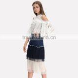 Domin Women Fashion Jean Denim Skirts With Mesh thumbnail-4