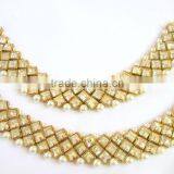 GOLD Tone Crystal PEARLS PAYAL Anklets Pair thumbnail-4