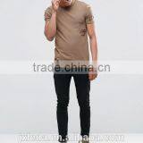 Men Longline Brown Distressing Blank Slim Fitted Muscle T-shirt Custom China Manufacturers thumbnail-4