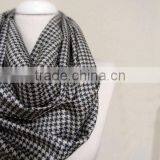 Little Houndstooth Soft Silky Fabric Infinity Scarf, Scarves, Shawls, Spring - Fall - Winter - Summer Fashion