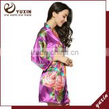 Wholesales Silk Keen Length Floral bath robe /Plain Bridesmaid Robe FR0101