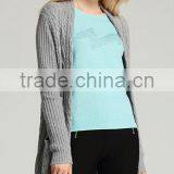 Women's Most Popular Gery Cable Knit Cashmere Sweater Cardigan With Side Pockets thumbnail-2