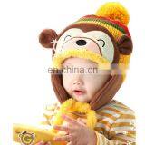Cheap Cute Plush Monkey Kids Animal Winter Crochet Baby Hat Custom Warm Soft Baby Girl Hat thumbnail-2