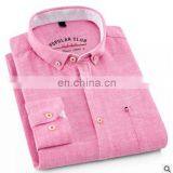 OEM Wholesale Mens Long Sleeve Plus Size Heather Colors Linen Casual Shirts thumbnail-4