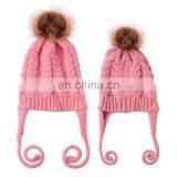 Мамы, дети, семейные шапки. Комплект семейных шапочек из шерсти. Шапочки для девочек-маленьких, вязанные зимние теплые шапки. Модные шапки для детей и мам из хлопка thumbnail-5