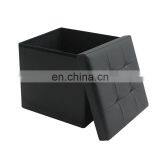 Furologee High Quality PVC Faux Leather Foot Rest Stool Seat Black Square Foldable Home Storage Ottoman thumbnail-3