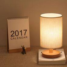 Modern Wood LED Table Lamp Nordic Solid Wood Table Lamp Fabric Cylindrical Lamps Bedroom Bedside LED Lighting Fixtures thumbnail-4