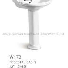 Bathroom Sanitary Ware Ceramic One Piece Pedestal Basin thumbnail-3