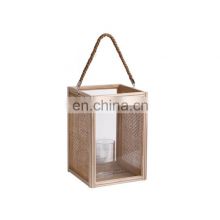 K&B chinese antique wooden decor lantern wood vintage candle lantern with hanger sling